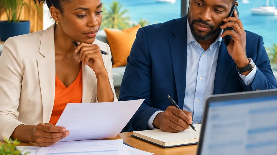 Office professionals independently verifying supplier bank details by telephone before approving an invoice