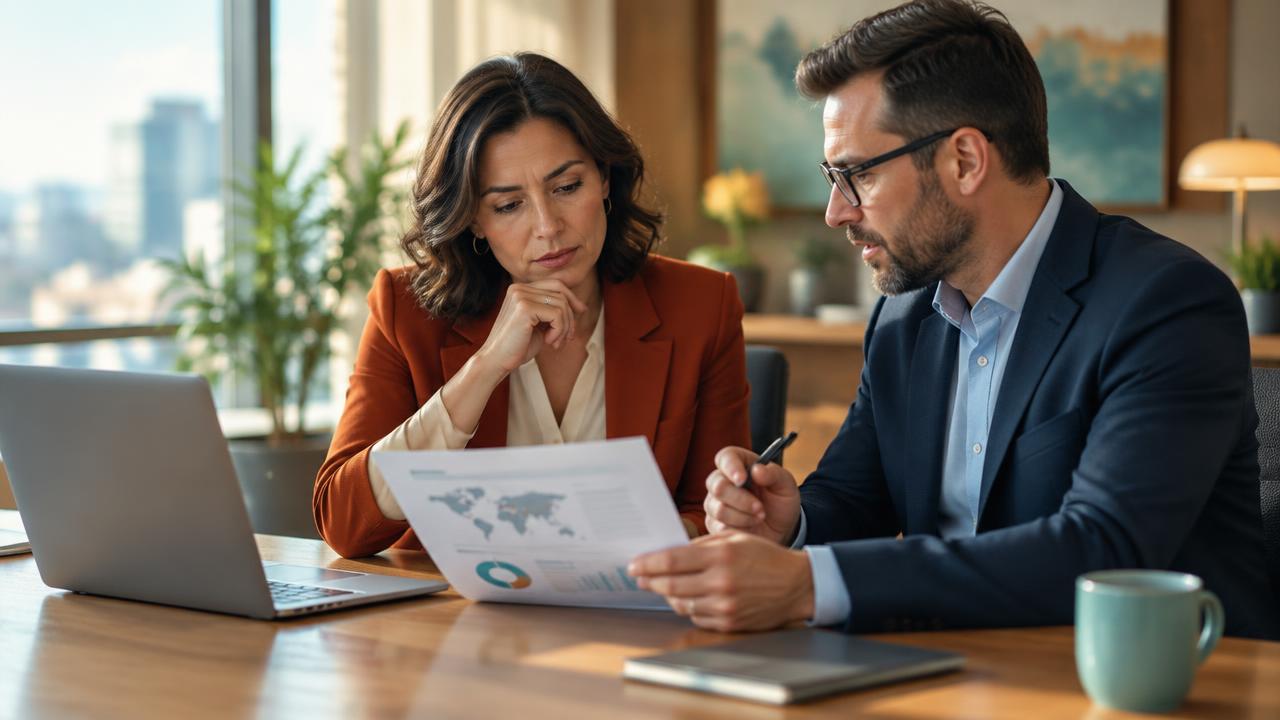 Business owner reviewing a security incident report with a consultant.