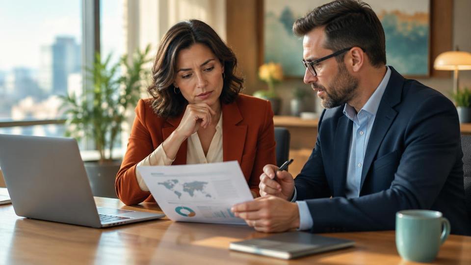 Business owner reviewing a security incident report with a consultant.