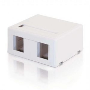 2 PORT SURFACE MOUNT BOX RJ45 KEYSTONE JACKS WHITE