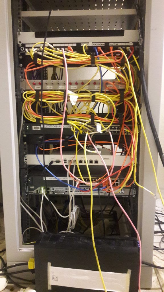 Server room cable-cleanup before