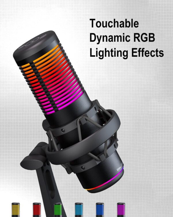 USB Condenser Gaming Microphone with Shock Mount, Gain Control, RGB Microphone for Gaming, Streaming, Podcasting - Image 7