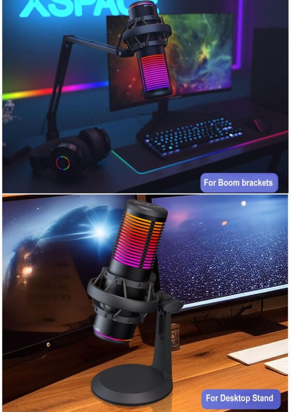 USB Condenser Gaming Microphone with Shock Mount, Gain Control, RGB Microphone for Gaming, Streaming, Podcasting - Image 4