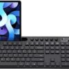 Ergonomic Wireless Computer Keyboard with Phone Tablet Holder, Silent Mouse with 6 Button, Compatible with MacBook, Windows (Black)