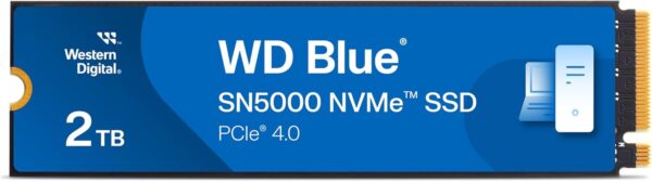 Western Digital 2TB WD Blue SN5000 NVMe Internal Solid State Drive SSD - PCIe Gen 4.0, M.2 2280, Up to 5,150 MB/s - WDS200T4B0E