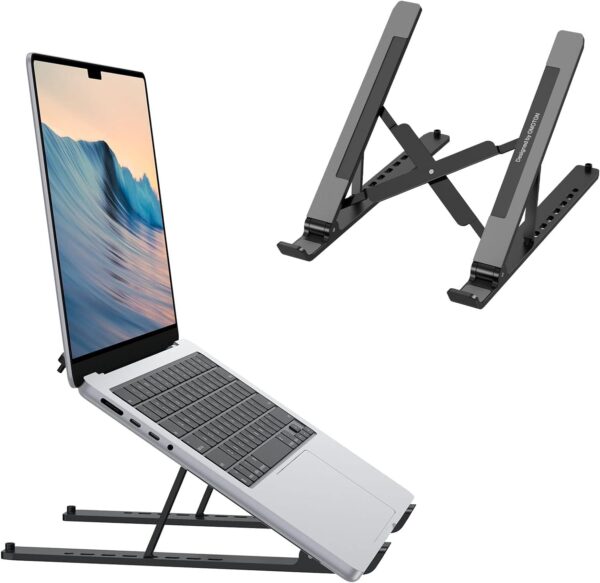 Portable Laptop Stand, OMOTON Laptop Stand for Desk Ergonomic 7-Levels Angles Adjustable Computer Stand, ABS Laptop Riser Holder Compatible with All Laptops and iPad(10-15.6") - Image 6
