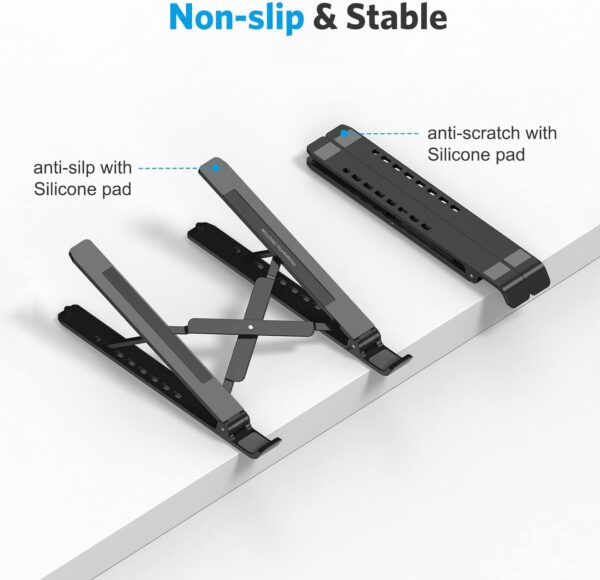 Portable Laptop Stand, OMOTON Laptop Stand for Desk Ergonomic 7-Levels Angles Adjustable Computer Stand, ABS Laptop Riser Holder Compatible with All Laptops and iPad(10-15.6") - Image 5