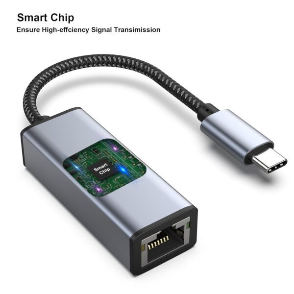 BENFEI USB-C to Ethernet Adapter, USB Type-C (Thunderbolt 3/4) to RJ45 Gigabit Ethernet LAN Network Adapter - Image 2