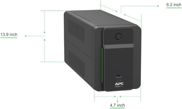 APC UPS 900VA Line Interactive Battery Backup, BVK900M2 Backup with AVR, 2 USB Charging Ports (Type C/Type A), Back-UPS Uninterruptible Power Supply Black - Image 3