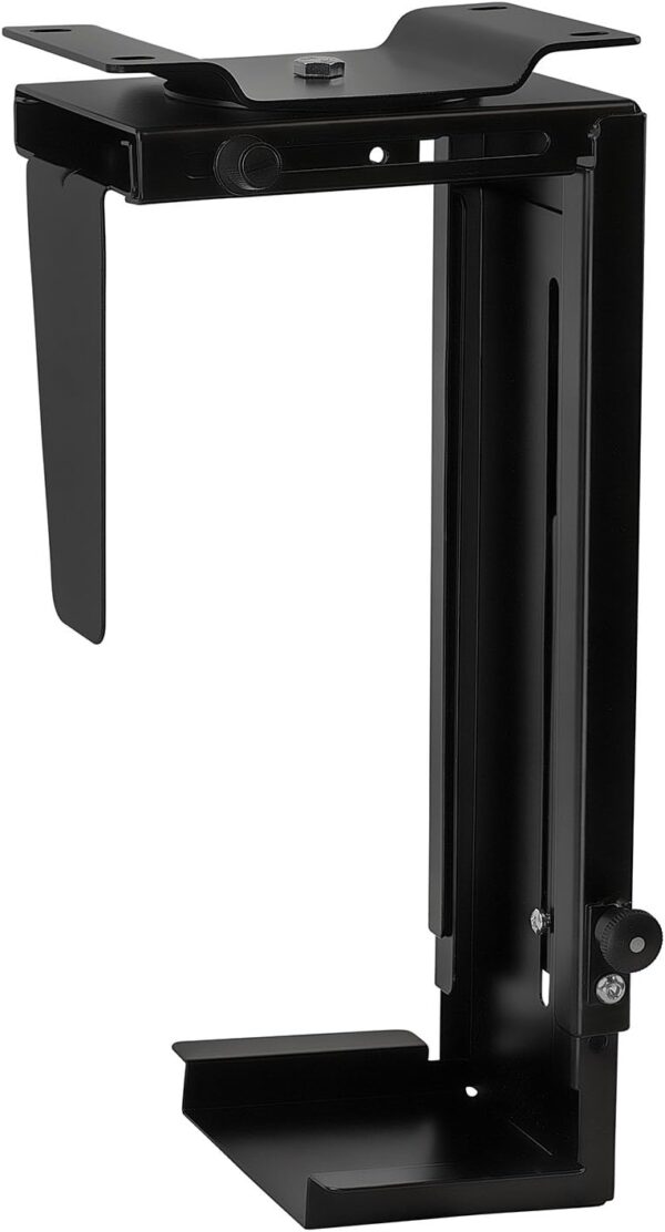 CPU Under Desk Mount Bracket - Computer Tower Wall and Under Counter Holder, 360 Degree Swivel Adjustable Height and Width Wall-Mountable - Image 2