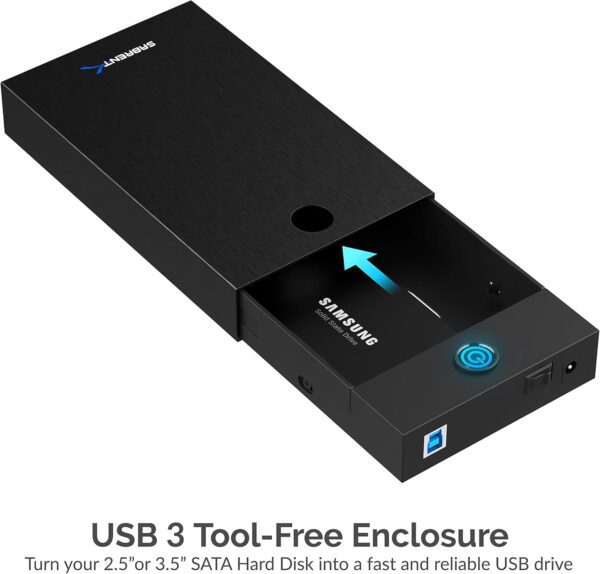 USB 3.0 Enclosure for 2.5” & 3.5” SATA HDD/SSD - External Hard Drive Case - Image 3