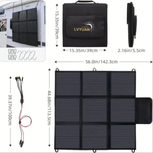 200W Portable Solar Panel, Foldable Solar Blanket