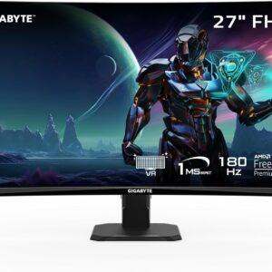 GIGABYTE GS27F 27" 180Hz 1080P Gaming Monitor, 1920 x 1080 VA 1500R Display, 1ms (MPRT) Response Time, HDR Ready, FreeSync Premium, 1x Display Port 1.4, 2X HDMI 2.0