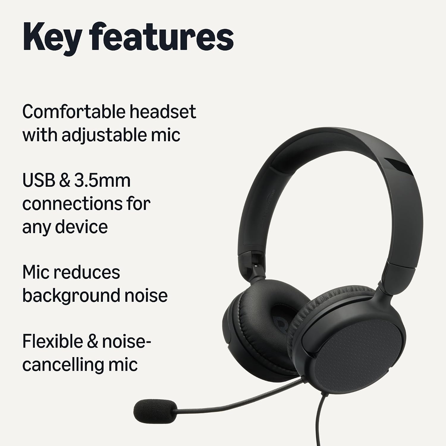 On Ear Wired Computer Headset with Adjustable Microphone, 3.5mm Port or in-Line Control with USB-A Port, Foldable, Clear Sound - Image 3