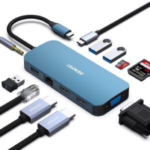 BENFEI 11-in-1 USB C Hub Triple Display Docking Station Dual HDMI, VGA